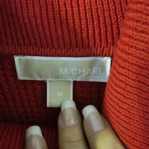 Michael Kors Cowl Neck Sweater Womens Red Cotton Blend Knit Size M Christmas - Picture 2 of 7